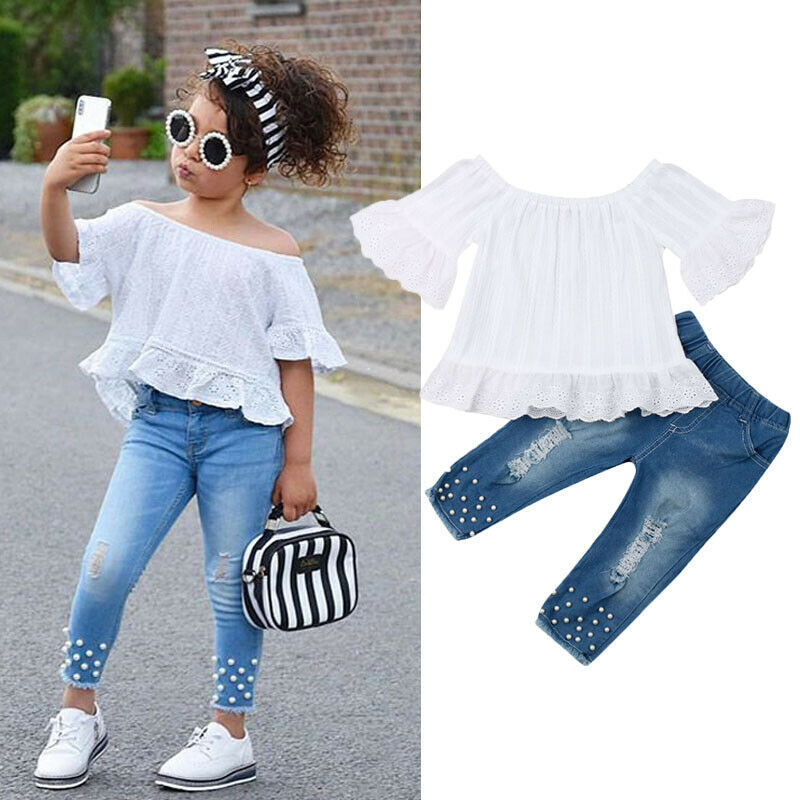 Shirt Shorts Girls Girl Kids Clothes For Baby Set Children White - D&A