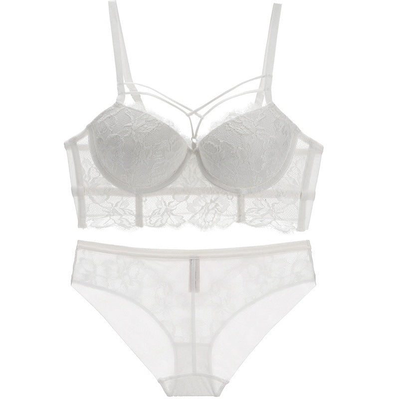 Lingerie Feminine Lace Bra Set With Underwire Bra White - D&A