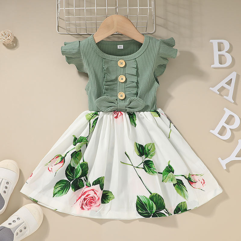 Toddler Kids Baby Girls Clothes Summer Girls Dress Green - D&A