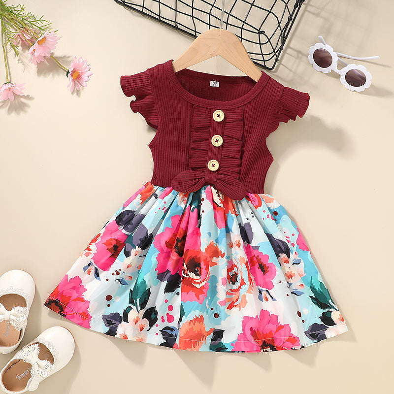 Toddler Kids Baby Girls Clothes Summer Girls Dress Red - D&A