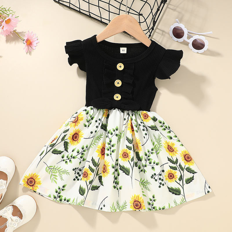 Toddler Kids Baby Girls Clothes Summer Girls Dress Black - D&A