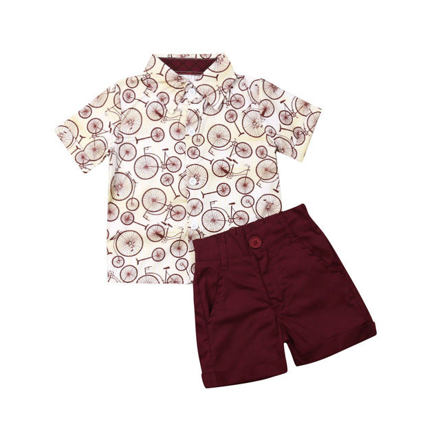 Summer boy T-shirt Shorts Kids Sets Maroon - D&A