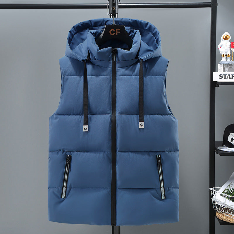 Warm Thickened Solid Color Vest For Men Blue 01 Zipper Bag - D&A