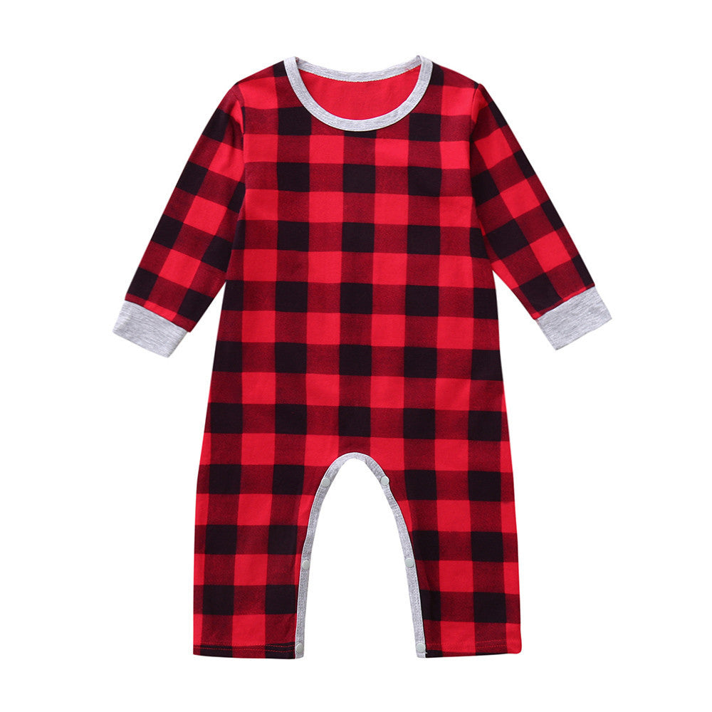Infant Baby Boys Girls Christmas Santa XMAS Letter Plaid Romper Jumpsuit Outfits baby clothes winter clothe 1 - D&A