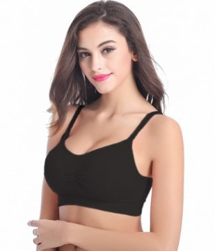 Pregnant women Nursing Bra Without rimsbuckle Smooth One-piece Cotton Large size Nursing Bra Underwear Bra Black - D&A