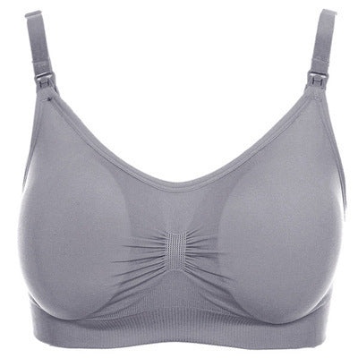 Pregnant women Nursing Bra Without rimsbuckle Smooth One-piece Cotton Large size Nursing Bra Underwear Bra Grey - D&A