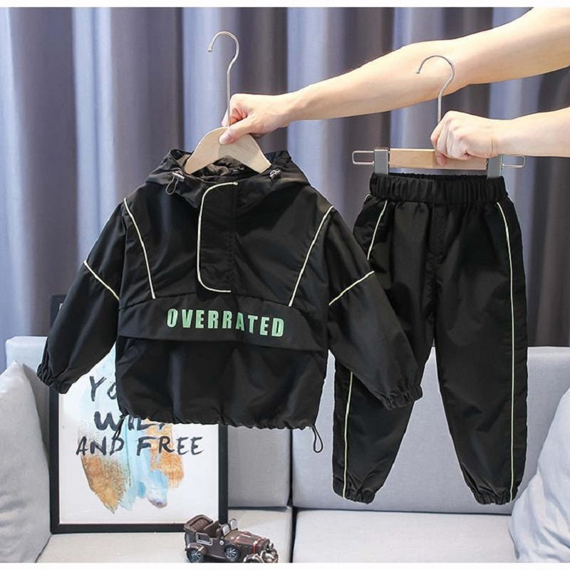 Trendy Kid Handsome Two-piece Suit Black - D&A