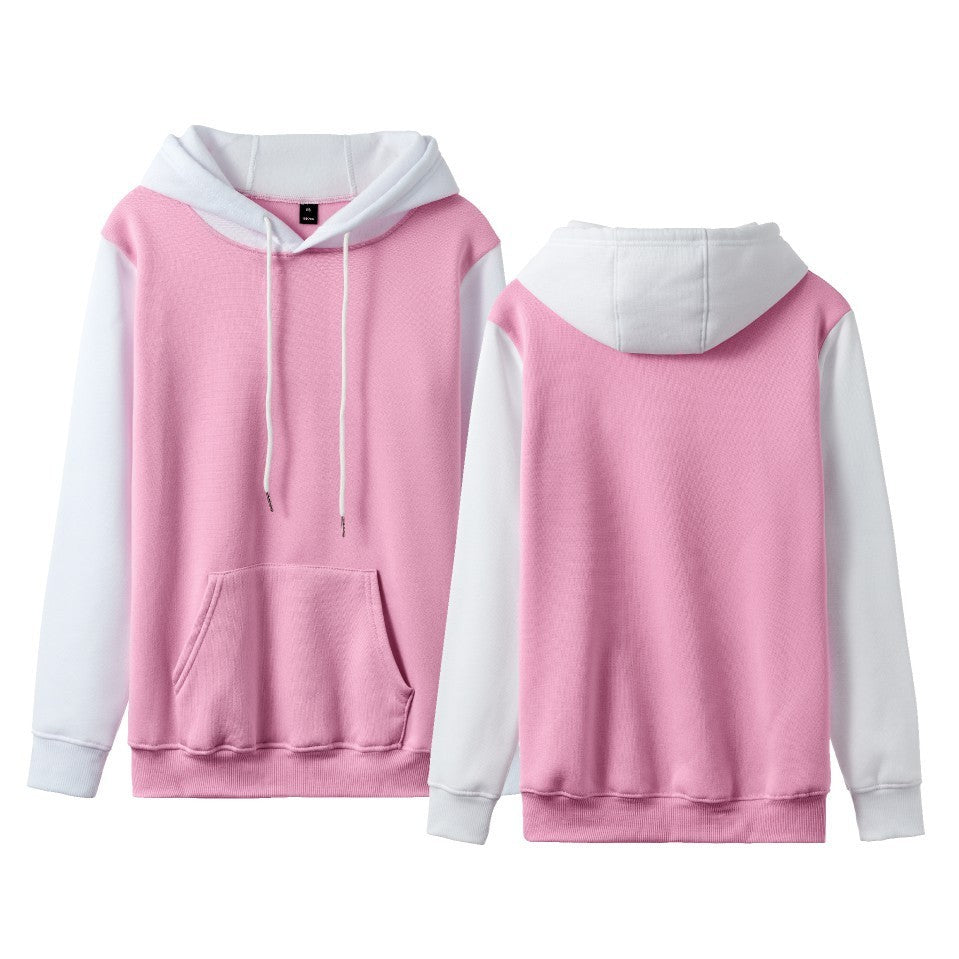 White Version Stitching Loose Casual Fleece-lined Cross-border Hoodie Pink With White - D&A
