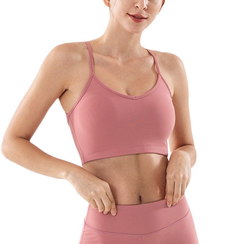 sports and leisure Yoga bra with chest pad sports bra Rose pink - D&A