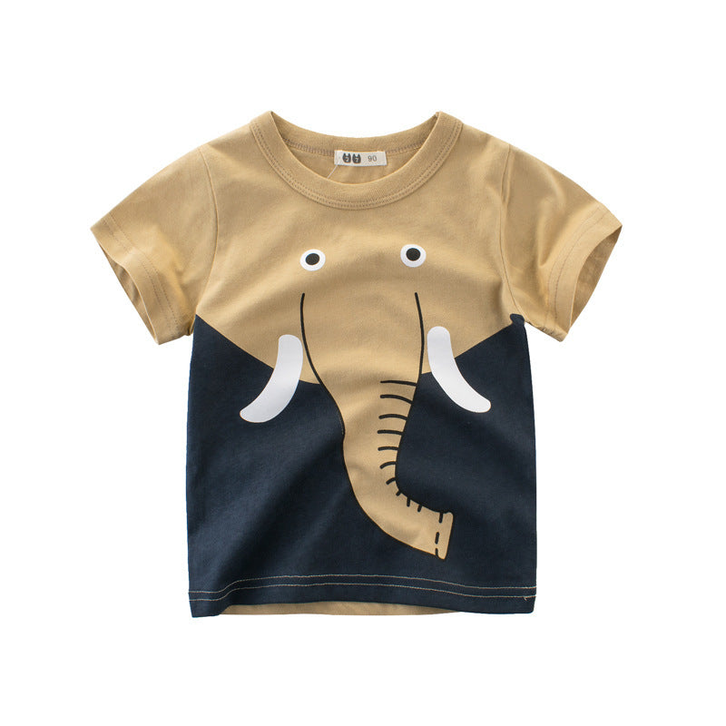 Cool Printed T-shirts Khaki Elephant - D&A
