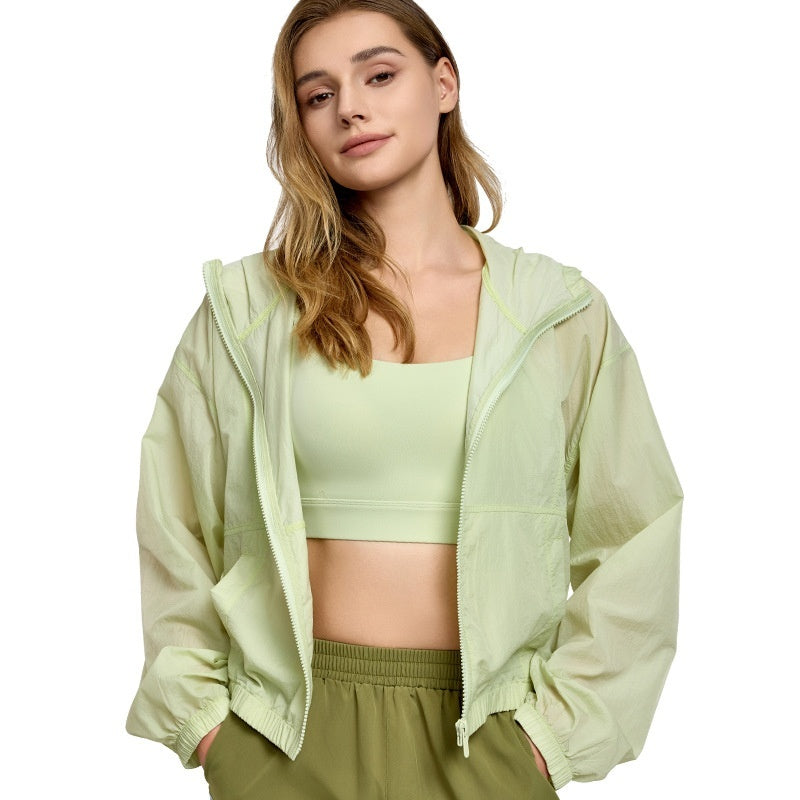 Summer Lightweight Sports Yoga Jacket Loose Hooded Casual Lightweight - D&A