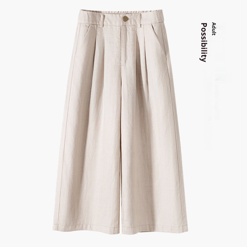 Thin Casual Straight-leg Cotton And Linen Wide-leg Pants Beige - D&A