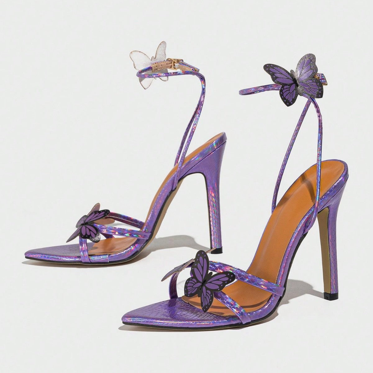 Women's Pointed-toe Three-dimensional Butterfly Stiletto Heel Sandals - D&A