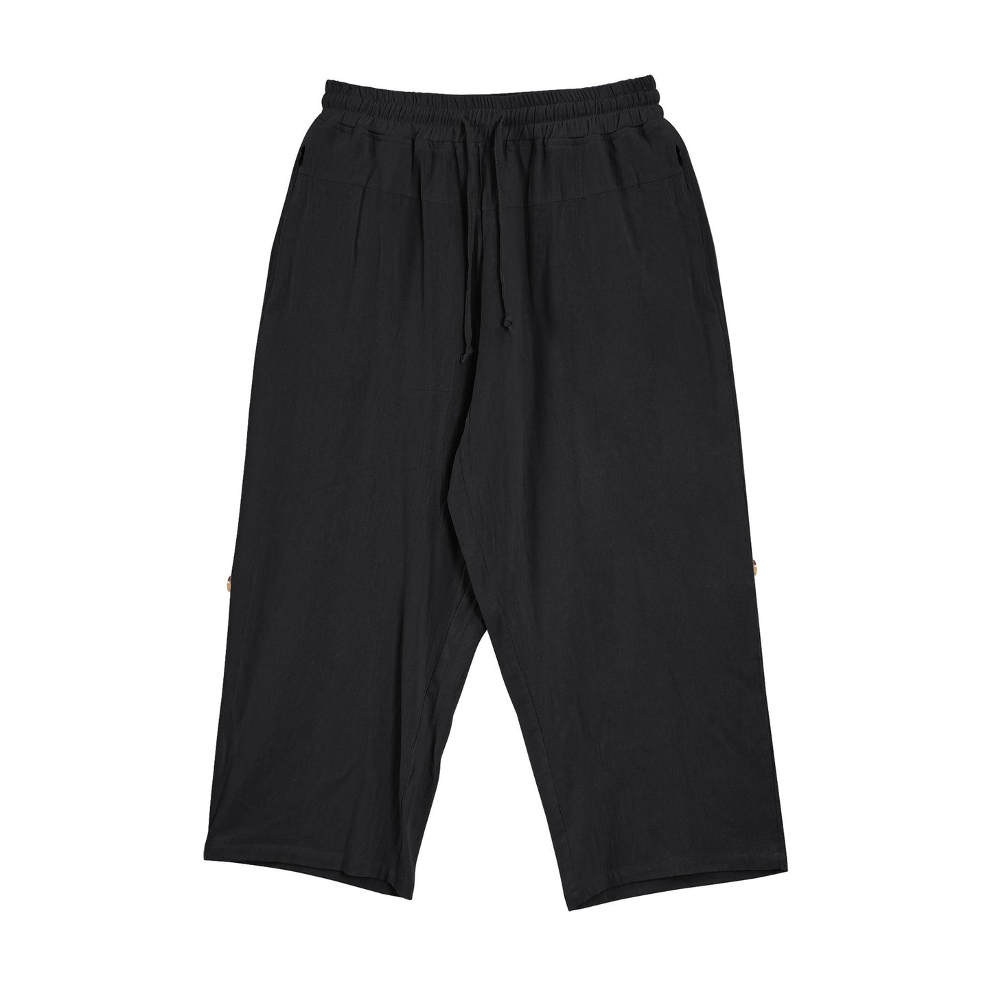 Cotton And Linen Casual Eighth Pants Black - D&A