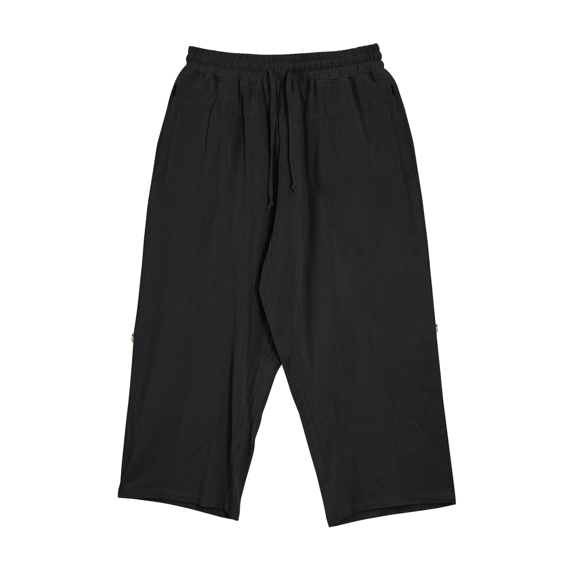 Cotton And Linen Casual Eighth Pants Black - D&A