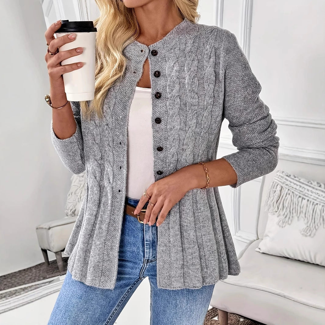 Women's Single-breasted Casual Long-sleeved Knitted Cardigan - D&A