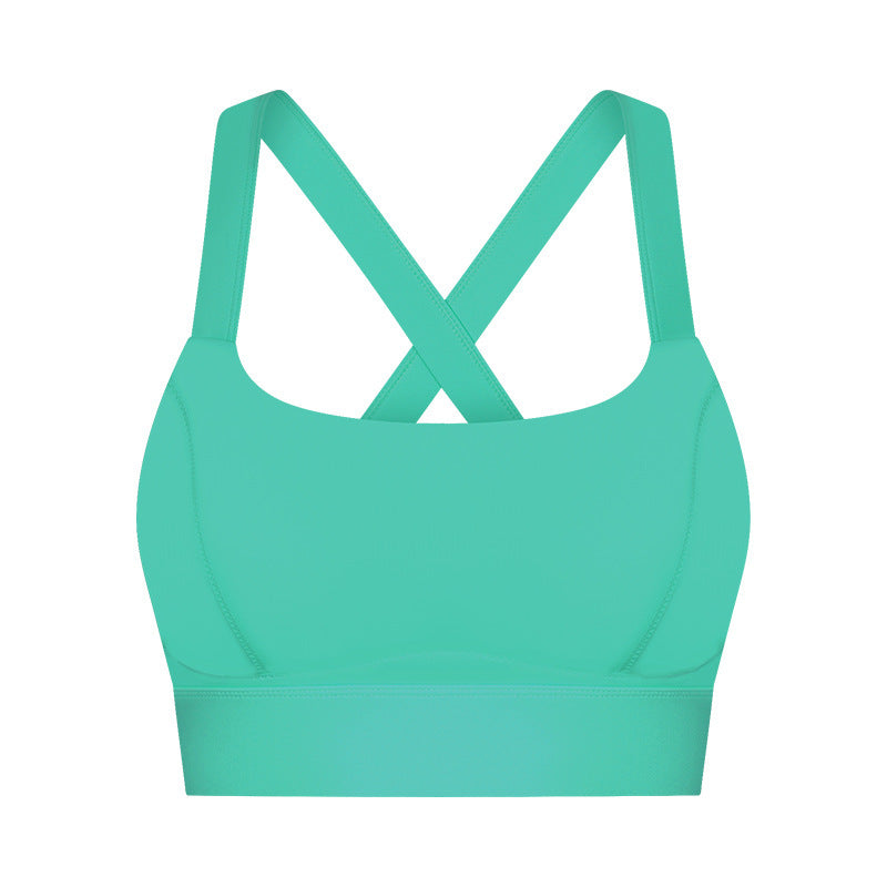 Nude Feel High Elastic Breast Holding Sports Bra Bra Turquoise - D&A