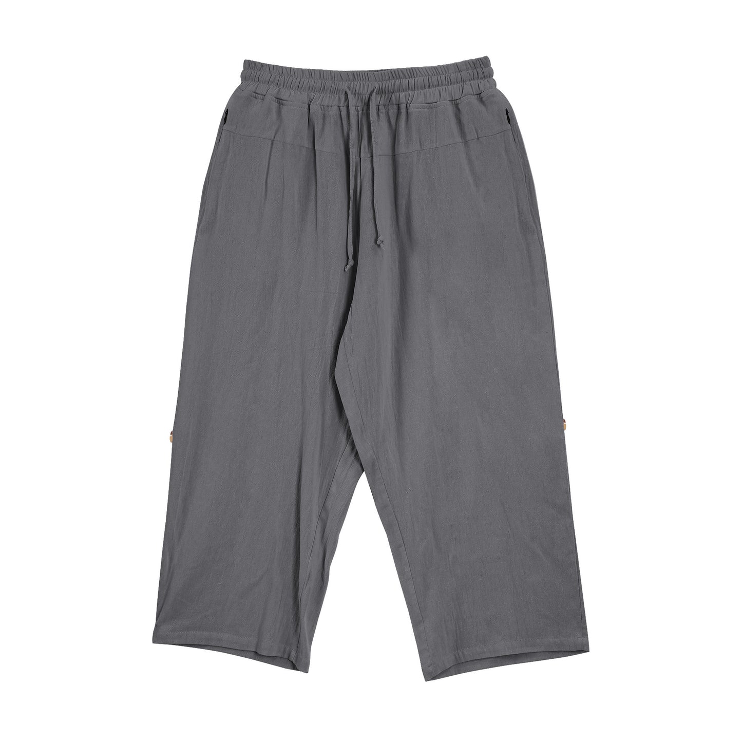 Cotton And Linen Casual Eighth Pants Dark Gray - D&A