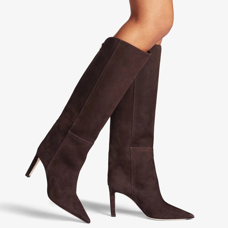 Simple European And American Style Fashion Catwalk Pointed-toe Stiletto Straight Boots - D&A