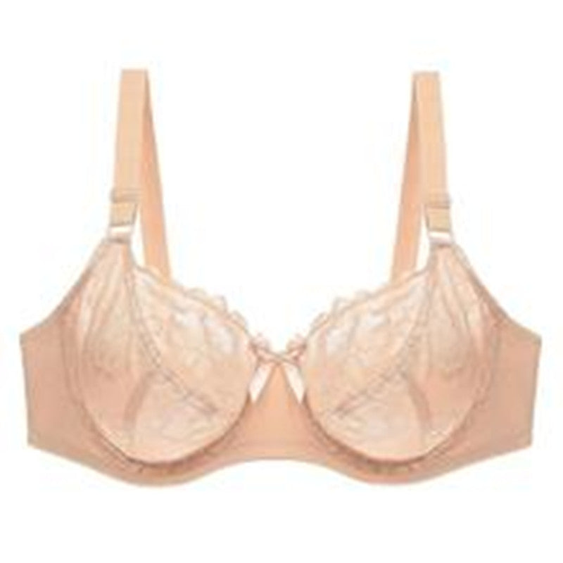 Pure color bra lace women's plus size bra underwear Beige - D&A