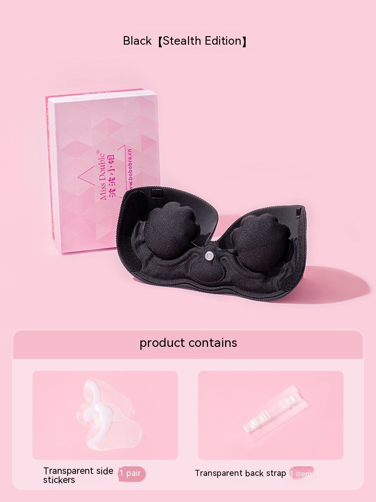 Inflatable Invisible Nude Bra Non-slip Push Up Bra Black Invisible Version - D&A