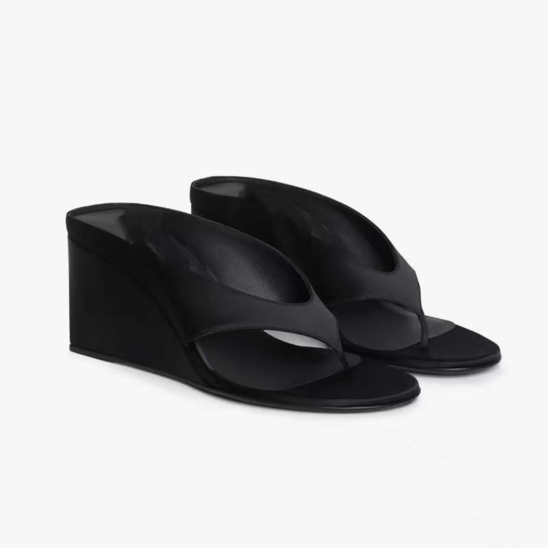 Wedge Platform Flip-flops All-matching Slippers Black - D&A
