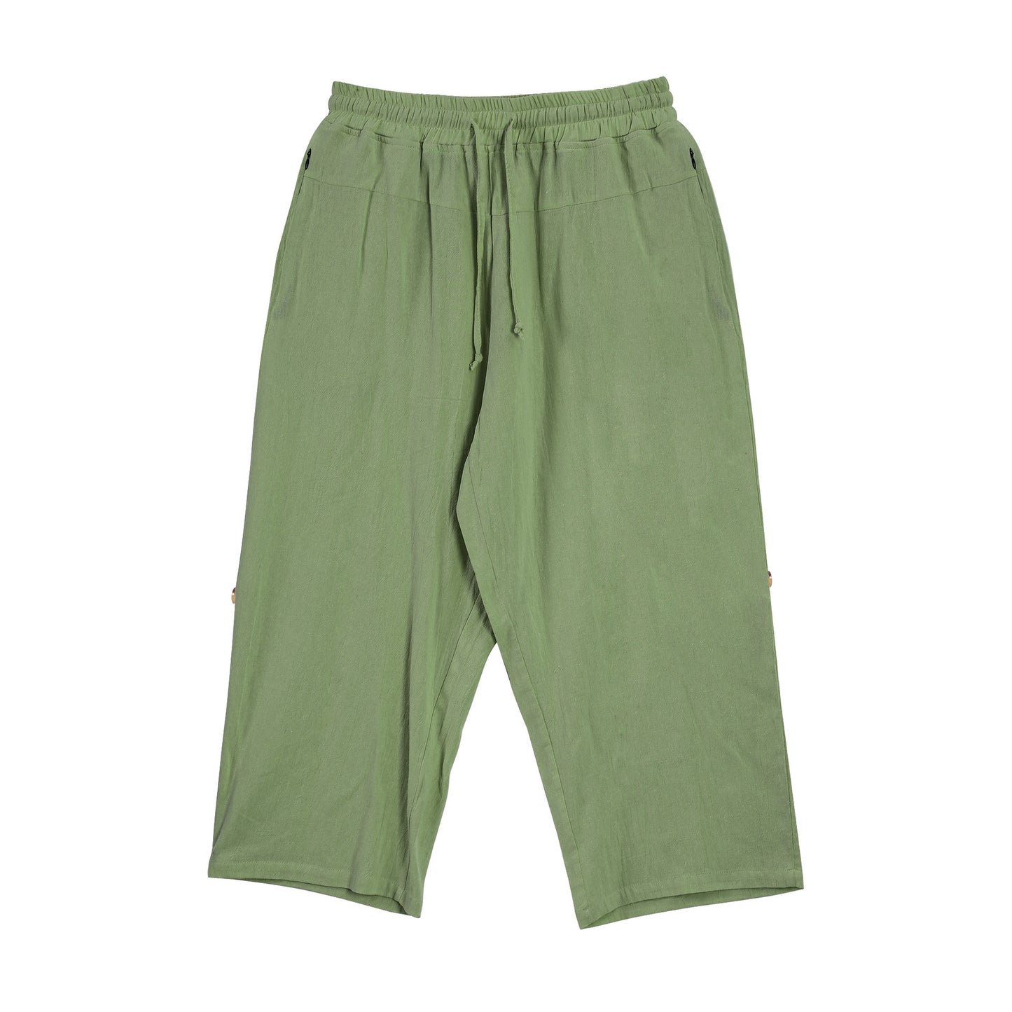 Cotton And Linen Casual Eighth Pants Pea Green - D&A