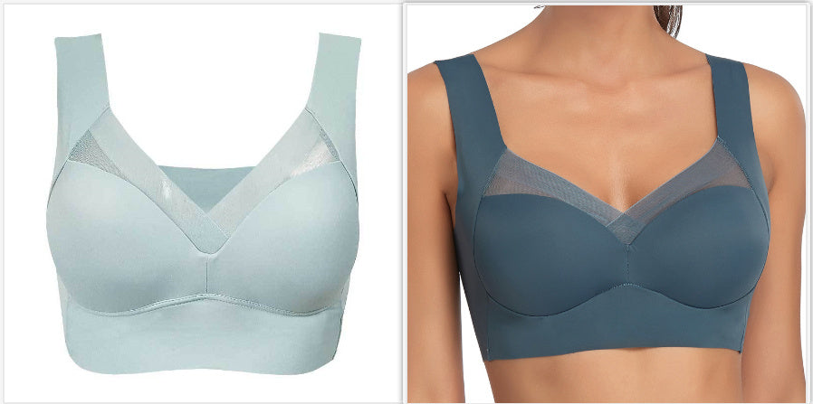 Plus Size Thin Bra Accessory Breast Push Up Bra Dark Blue Light Blue - D&A
