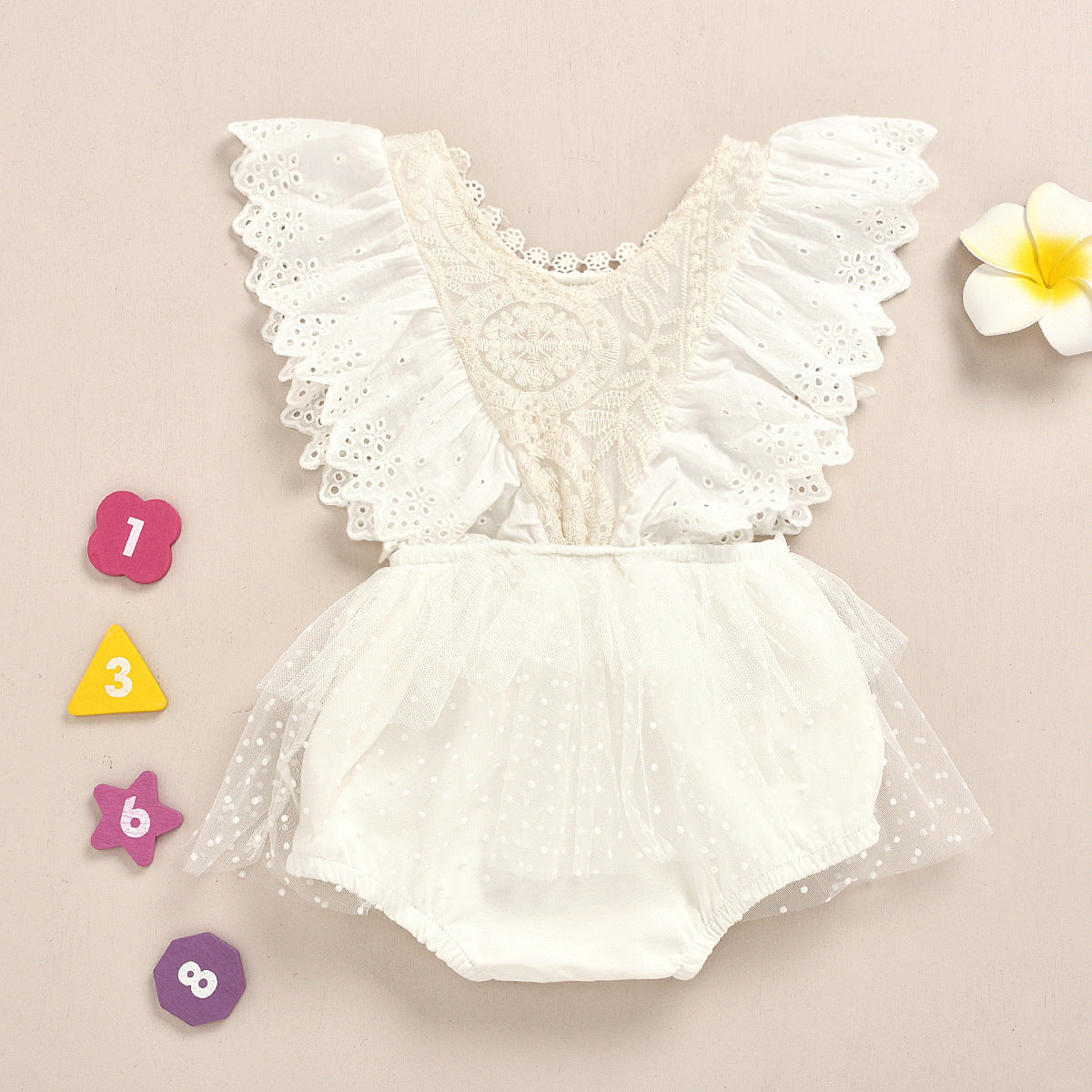 Lace baby jumpsuit Beige Sleeveless - D&A