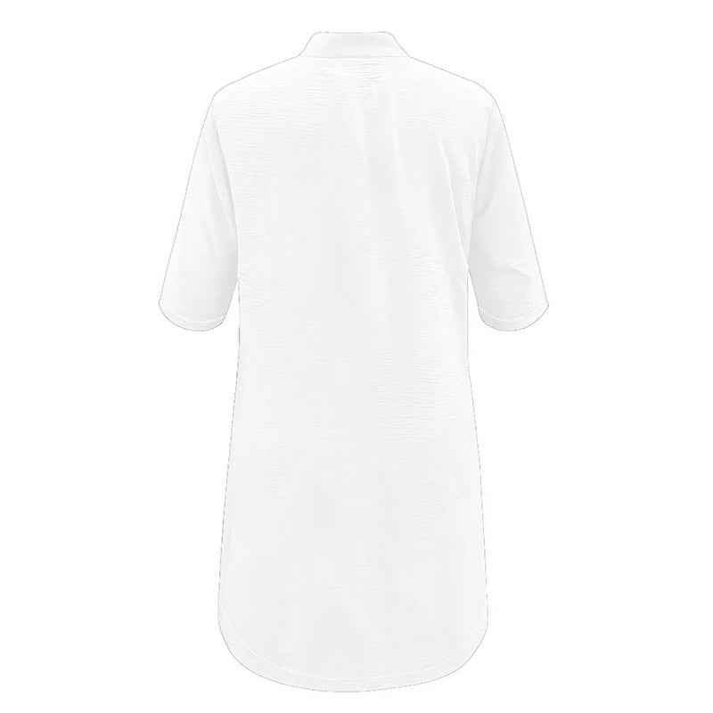 Women's Solid Color Shirt Collar Mid-Sleeve Dress With Oversized Buttons - Simple & Elegant Spring&Summer Dress