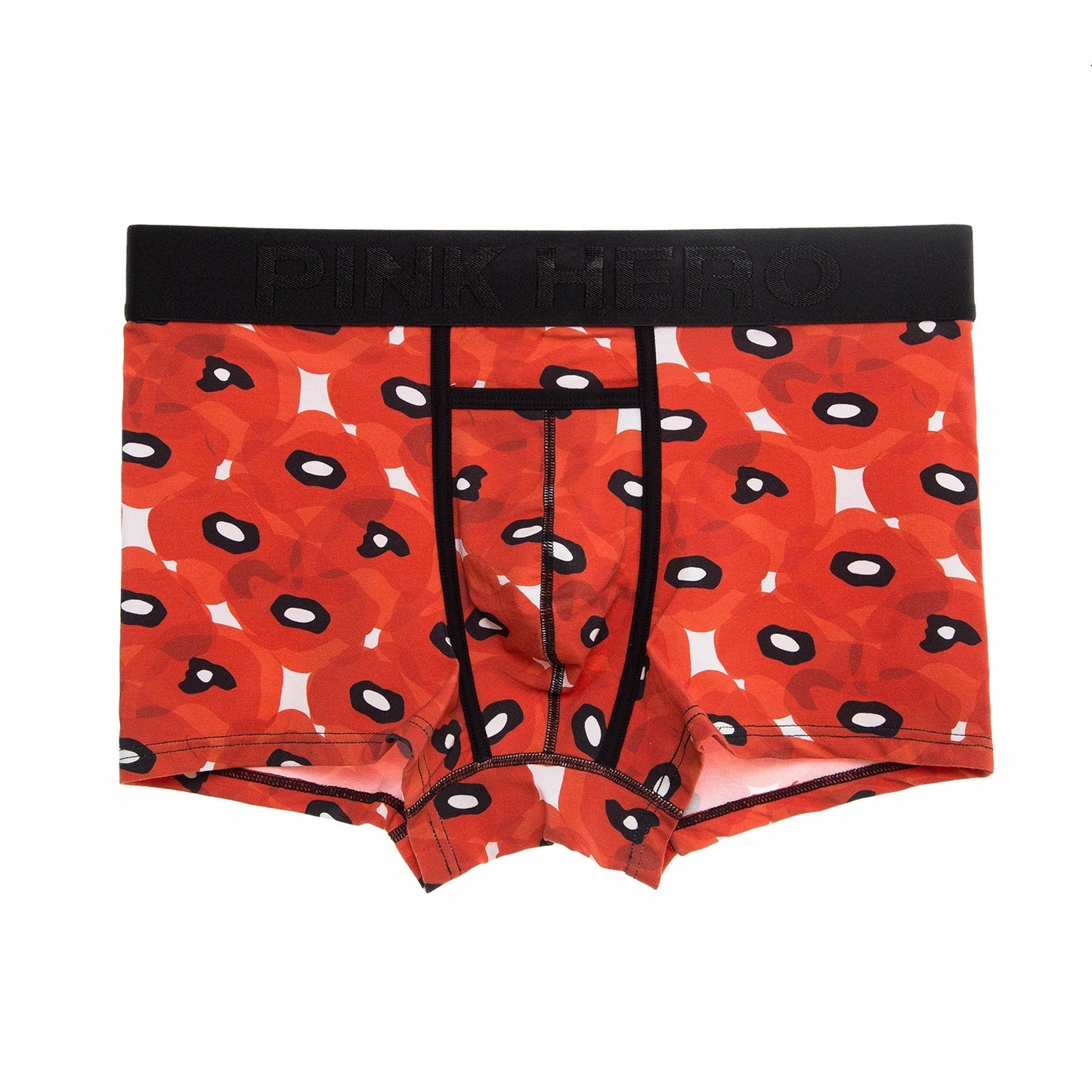 Men's Pocket Underwear Boxer Pure Cotton Digital Printing Soft And Colorfast Red Flower - D&A