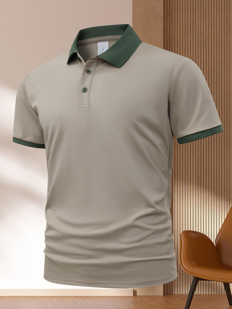 Summer Polo Shirt Printed T-shirt Short Sleeve High-end Lapel Gray - D&A