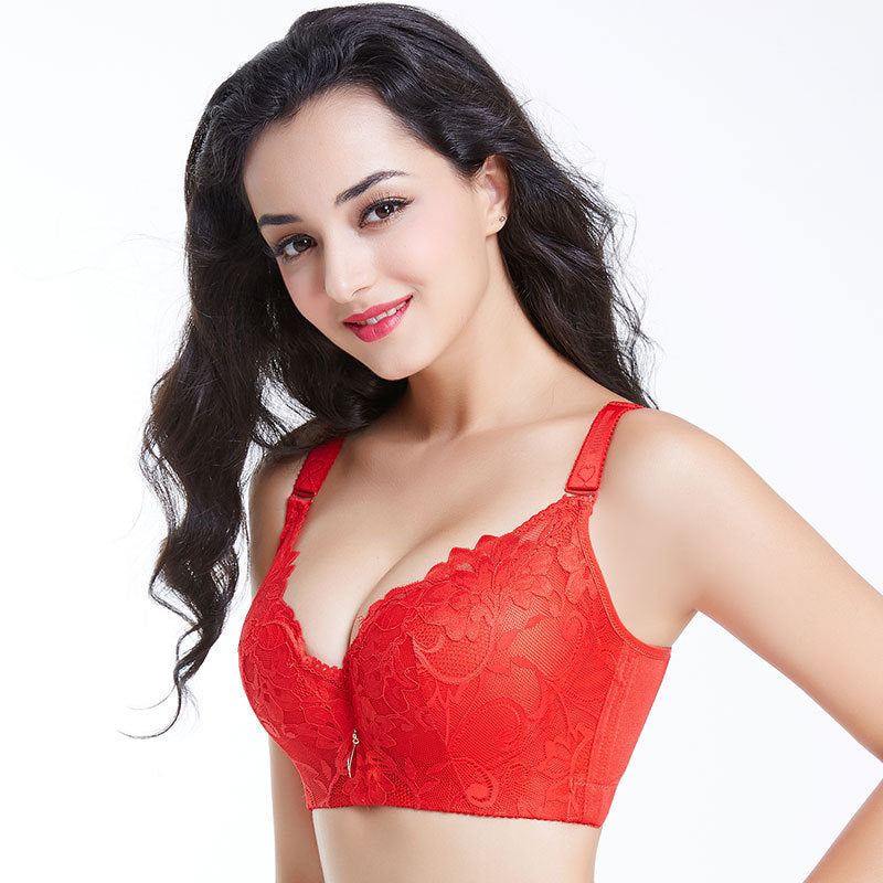 Thin bra with steel ring plus fat XL bra Red - D&A