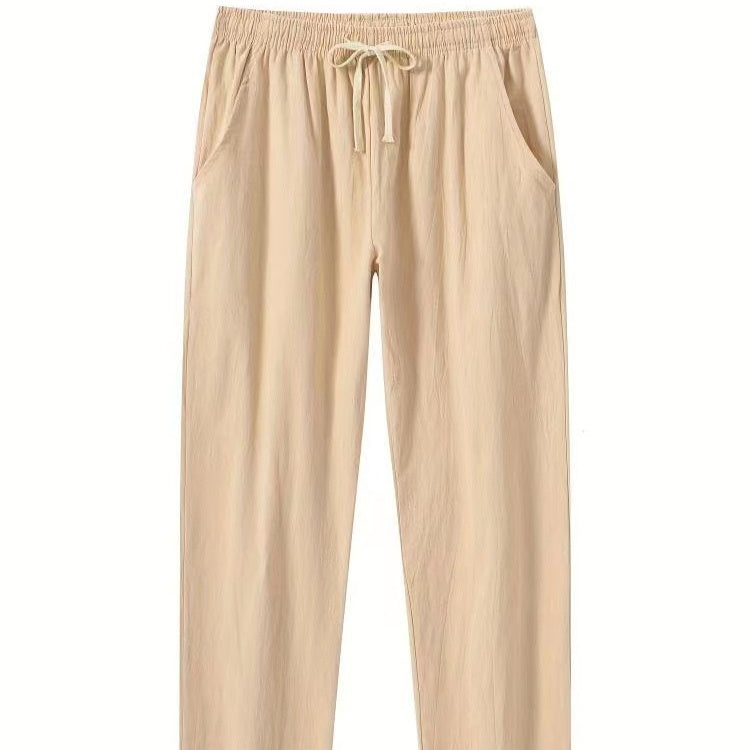 Cotton And Linen Beach Pants Men's Loose Casual Khaki - D&A