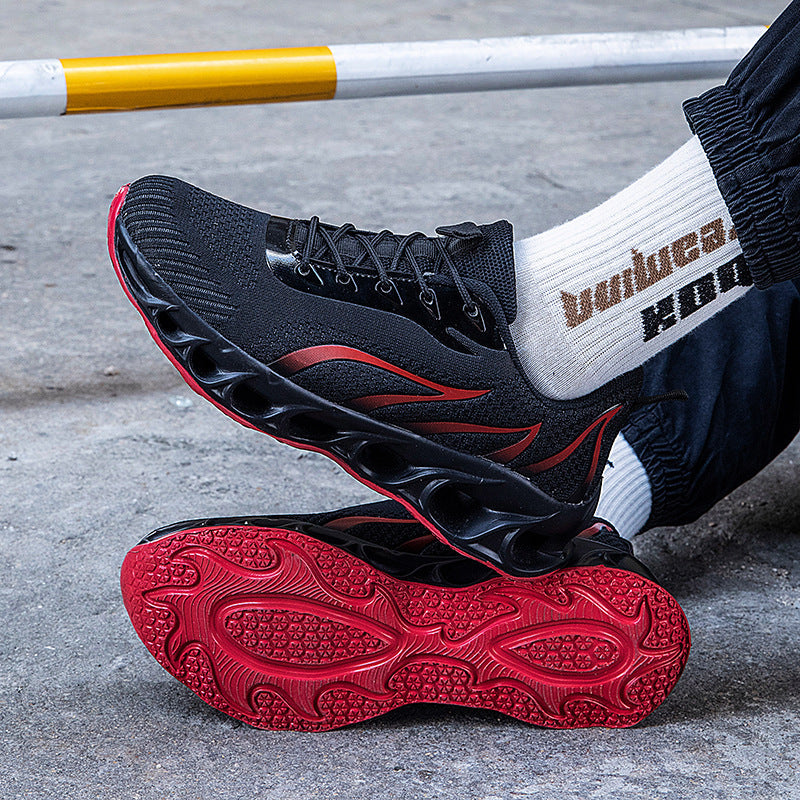 Male Sports Casual Versatile Couple Flame Shoes Black and Red 38 - D&A