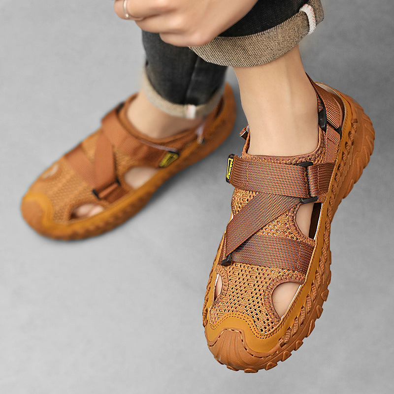 Summer Men's Hollow Mesh Surface Breathable Trendy Casual Shoes All-matching Sandals - D&A