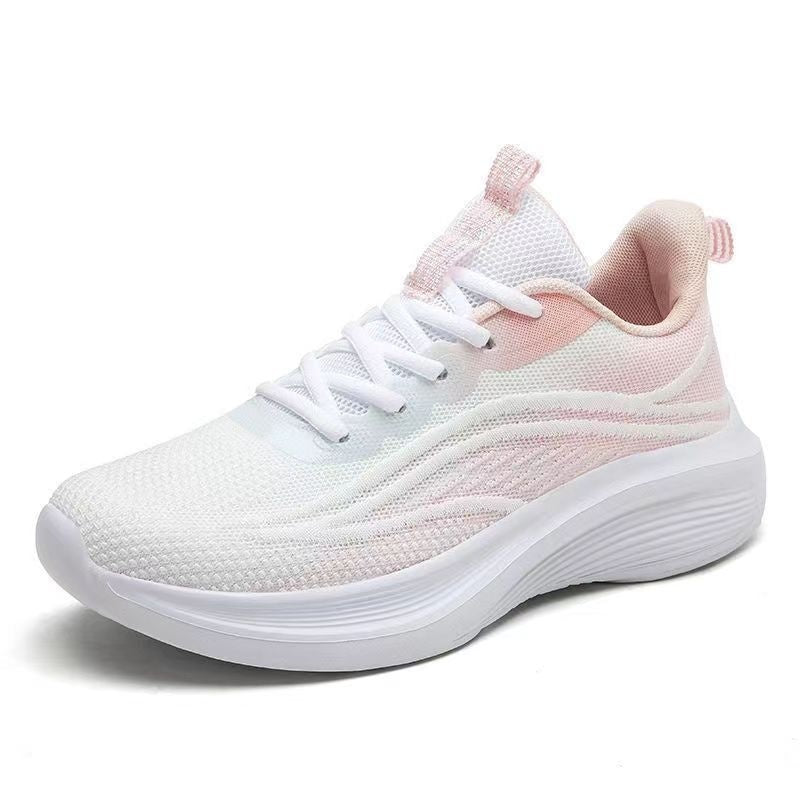 Light Mesh Breathable All-match Anti-skid Shock Absorption Soft Bottom Running Shoes Light Pink - D&A