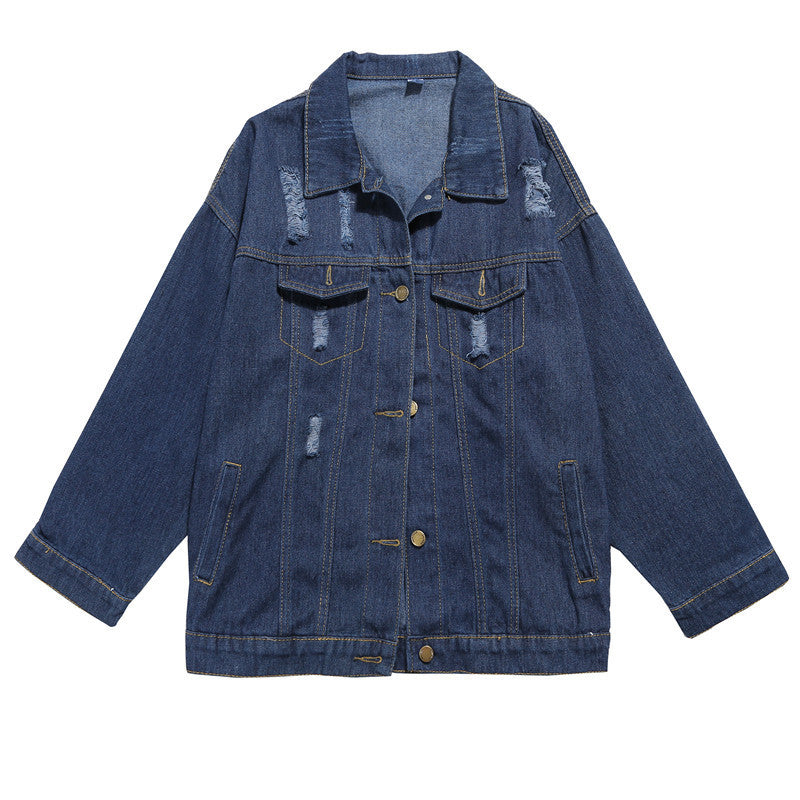 Worn Loose Denim Jacket Women's Long Sleeves - D&A