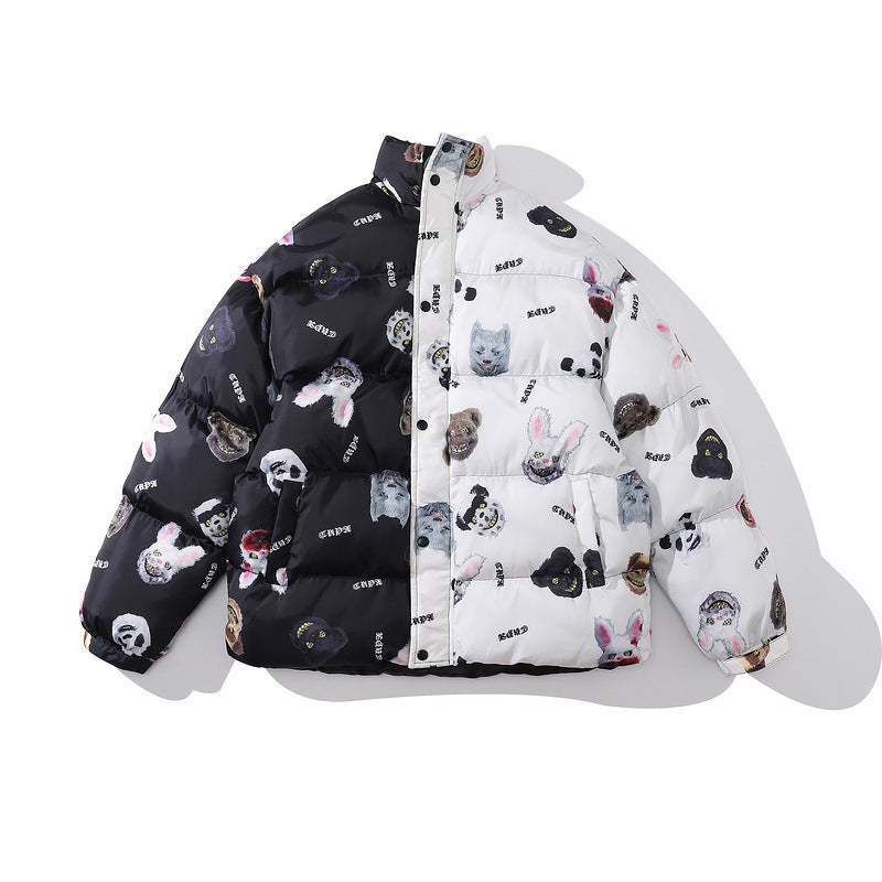 Color-blocking Thick Bread Clothes Loose Cotton-padded Jackets For Men And Women N - D&A