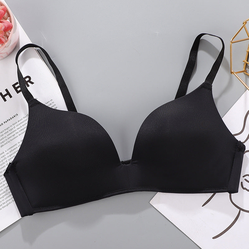 No Rims Underwear Ladies Bra Breathable Gather Bra Black - D&A