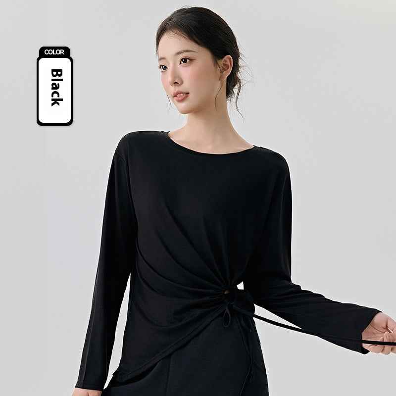 Modal Side Sexy Cutout Drawstring Loose Breathable Pilates Sports Blouse