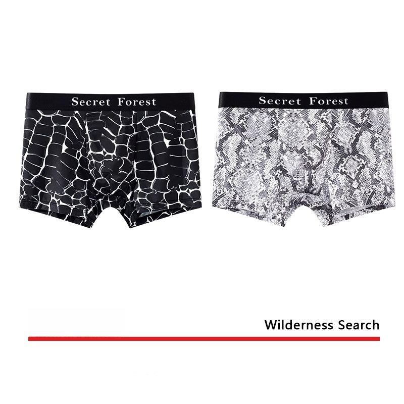 Men's Cool Thin Loose Fashion Personality Boxer Shorts Black and Gray 2pc - D&A