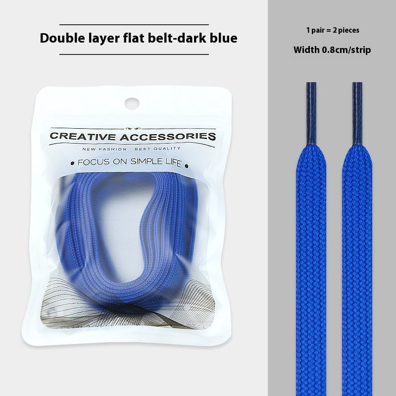 White Shoes Colorful Bandlet Shoelaces Dark Blue - D&A