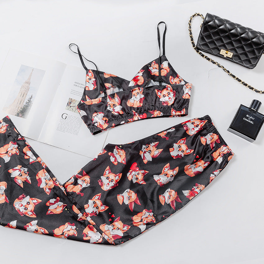 Printed underwear suspender pajamas housewear women - D&A