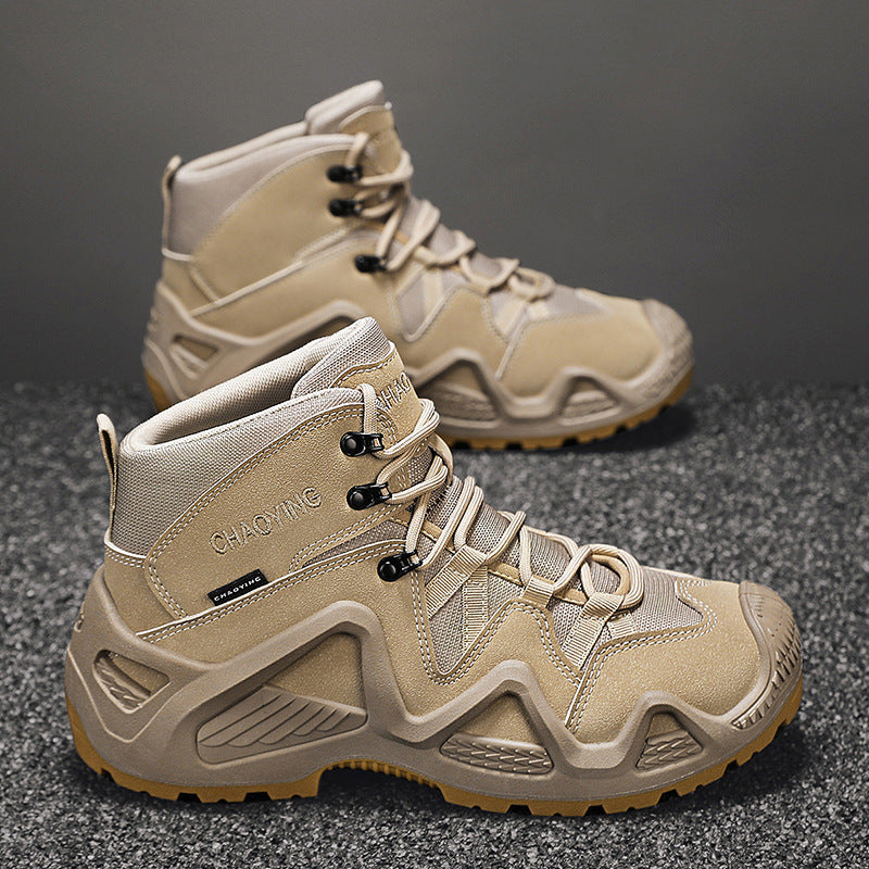 High-top Tactical Shoes Wear-resistant Desert Boots Outdoor New Combat Boots Khaki - D&A