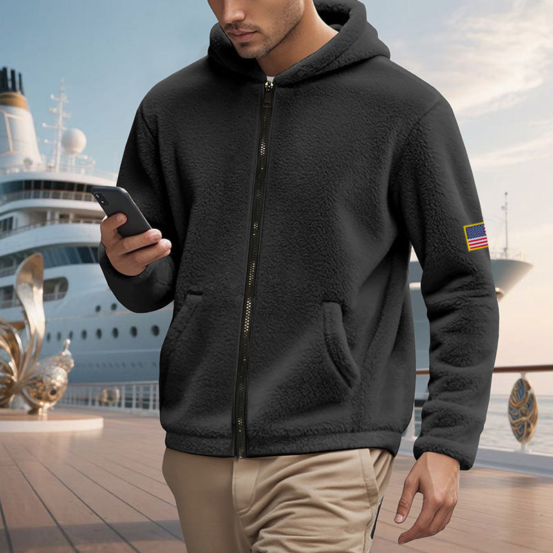 Zipper Hooded Sweatshirt Loose Double-sided Bejirog Sweater Black - D&A