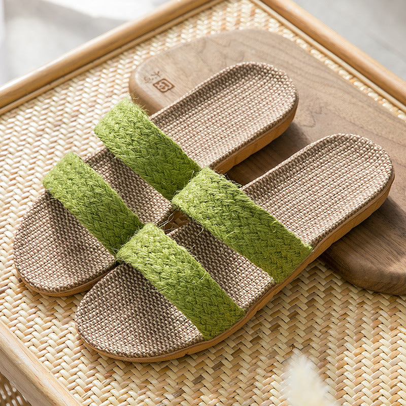 Women's Indoor Floor Platform Non-slip Flip-flops Household Slippers Green Bar - D&A