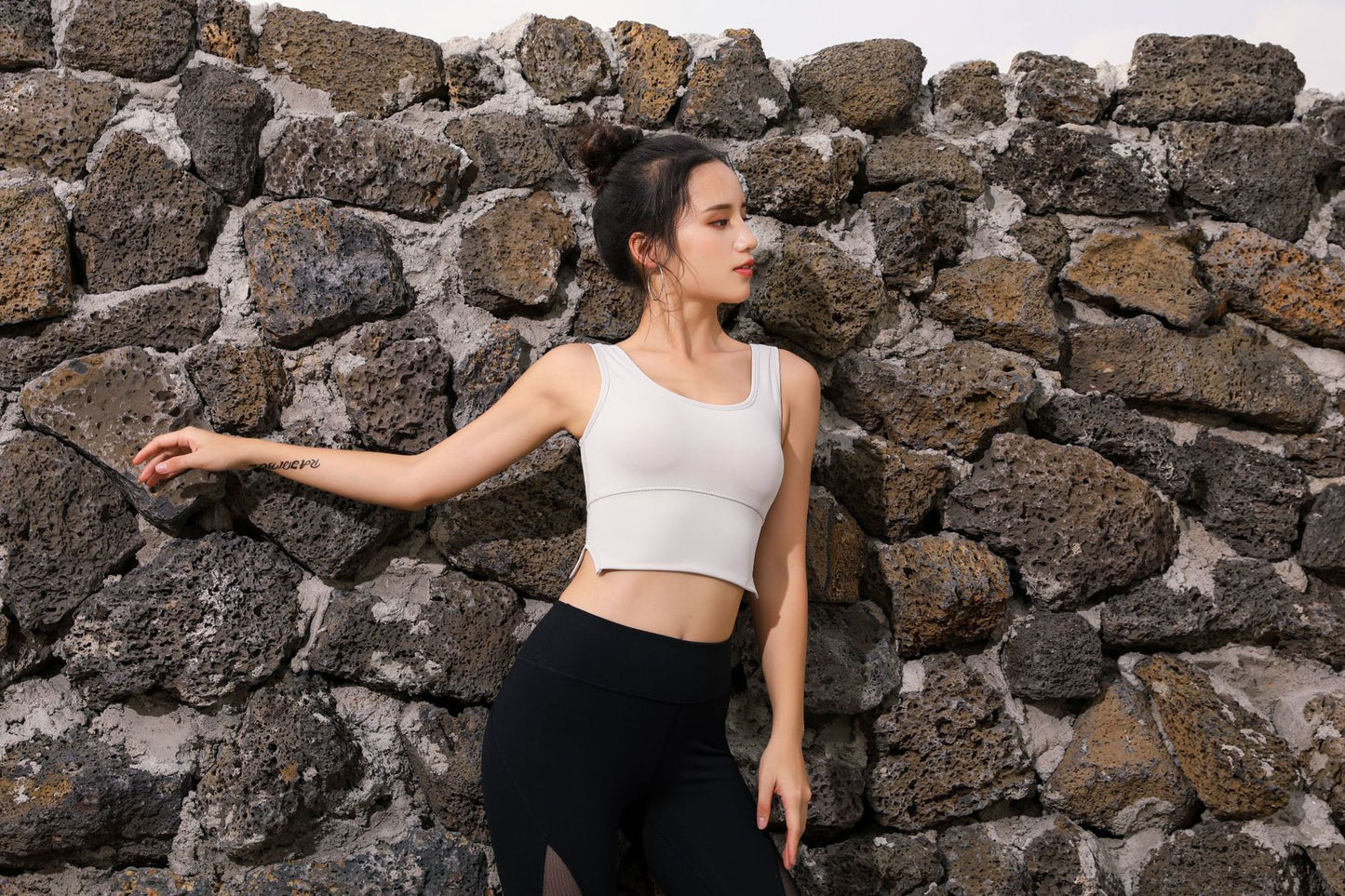 Sports zipper bra Grey white - D&A