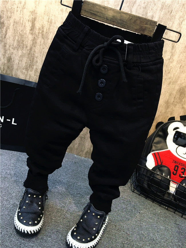Boy's personality thickening plus velvet jeans children's jeans - D&A