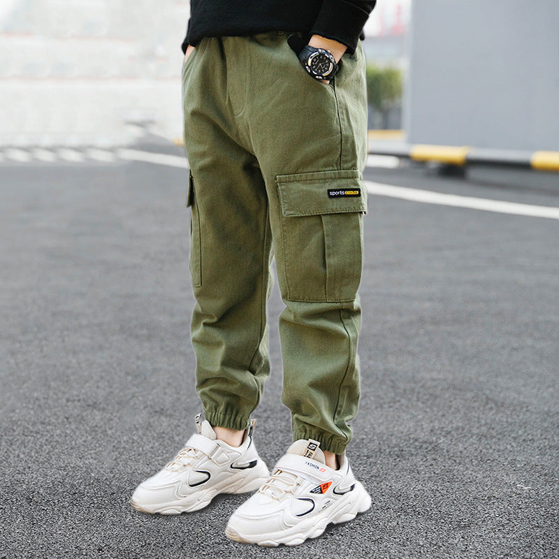 Children's Trousers Summer Style Large Children's Overalls Army Green - D&A